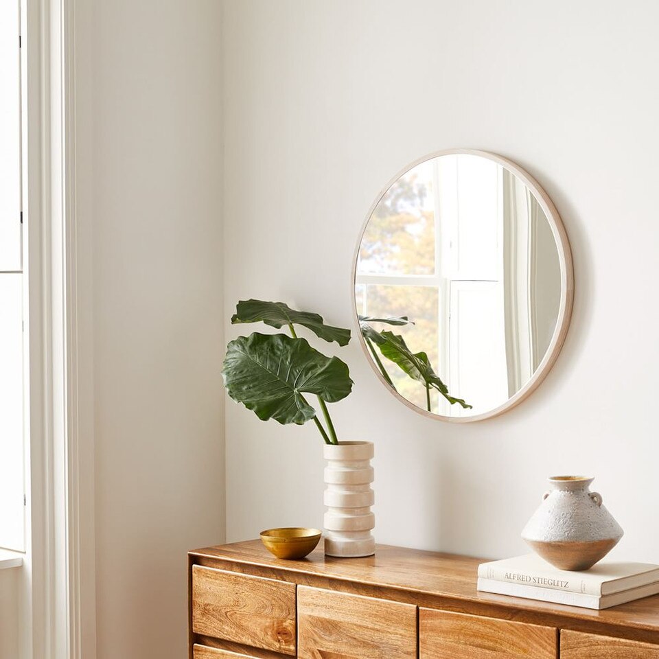 Thin Wood Wall Mirror Round West Elm Australia